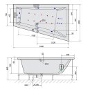 TRIANGL R HYDRO-AIR Whirlpool Badewanne, 180x120x50cm, weiss