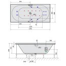 VIVA B HYDRO-AIR Whirlpool-Badewanne, 175x80x47cm, weiss
