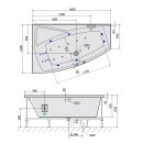 EVIA L HYDRO-AIR Whirlpool Badewanne, 160x100x47cm, weiss