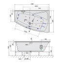 EVIA R HYDRO-AIR Whirlpool Badewanne, 170x100x47cm, weiss