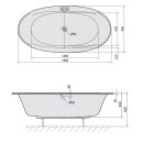 STADIUM Ovale Badewanne mit Füssen 190x95x46cm, weiss
