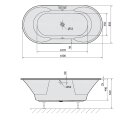 IO Ovale Badewanne mit Füssen 180x85x49cm, weiss