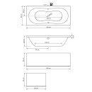 JIZERA Badewanne 180x80x39cm ohne Füsse, weiss