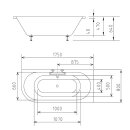 Raumspar Badewanne VIVA 175x80x47cm, rechts, weiss
