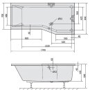 VERSYS R asymmetrische Badewanne 170x84x70x47cm, rechts, weiss