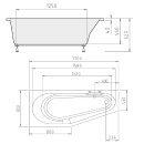 TIGRA asymmetrische Badewanne 170x80x46cm, links, weiss