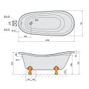 RETRO freistehende Badewanne 167,5x76x71cm, Füsse Chrom