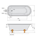 FOXTROT freistehende Badewanne 170x75x49cm, Füsse weiss