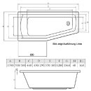 Raumspar Badewanne 170x70x39cm , MINOU, rechts, weiss