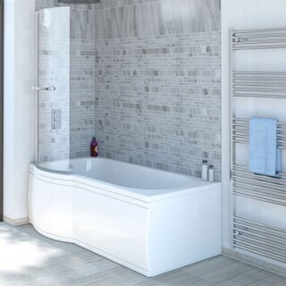 SKALI Badewanne mit Duschzone 167,5x85/75x40 cm, links, weiss