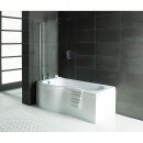 SKALI Badewanne mit Duschzone 167,5x85/75x40 cm, links, weiss
