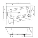 Raumspar Badewanne ASTRA WL165x90x48cm, links, weiss