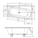 Raumspar Badewanne ASTRA WR 165x90x48cm, rechts, weiss