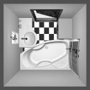 Raumspar Badewanne MAMBA 160x95x44cm, rechts, weiss