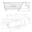 Raumspar Badewanne MAMBA 160x95x45cm, links, weiss