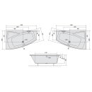 Raumspar Badewanne EVIA 160x100x47cm, links, weiss
