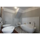 NIGRA Freistehende Gussmarmor-Badewanne 158x80x45cm, weiss