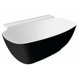 NIGRA Freistehende Gussmarmor-Badewanne 158x80x45cm, schwarz/weiss