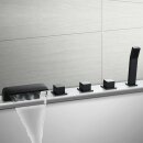 5-Loch Wannenrandarmatur mit Schwall in schwarz