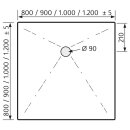 HSK MARMOR-POLYMER-DUSCHWANNE Quadrat 100x100cm, plan