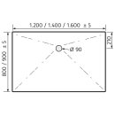 HSK ACRYL-DUSCHWANNE 90x140cm, plan