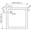 HSK MARMOR-POLYMER-DUSCHWANNE Quadrat 100x100cm, super-flach